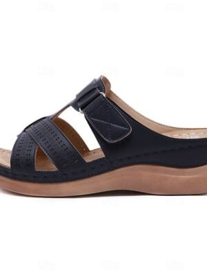 Summer Casual Black Slip-On Cut-Out Sandals - Image 2