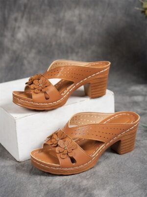 Summer Chunky Floral Open Toe Platform Sandals - Image 4