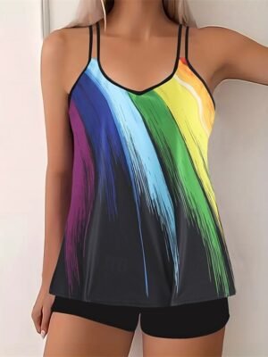 Summer Plus Size Sleeveless Tankini Set - Image 1