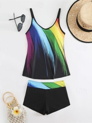 Summer Plus Size Sleeveless Tankini Set - Image 2
