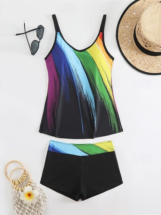 Summer Plus Size Sleeveless Tankini Set - Image 2