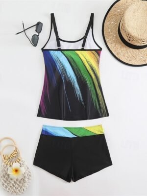 Summer Plus Size Sleeveless Tankini Set - Image 3