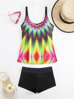 Summer Plus Size Sleeveless Tankini Set - Image 5