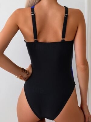 Summer Stretchy Patchwork Cut Out Sleeveless Swimsuit - Image 5