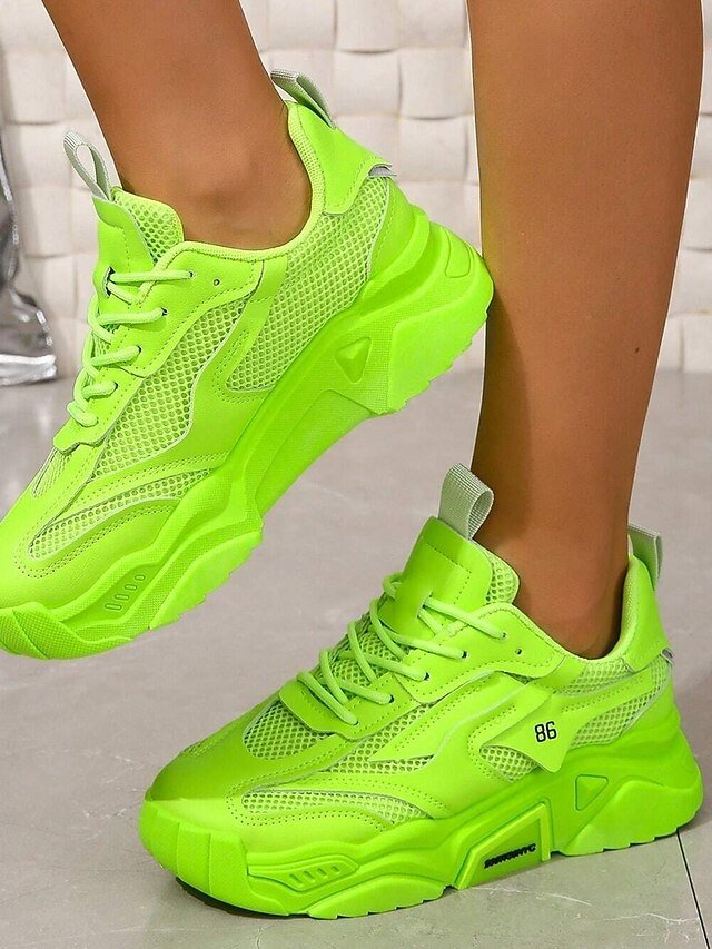 Trendy Chunky Pink Mesh Athletic Casual Sneakers - Image 10
