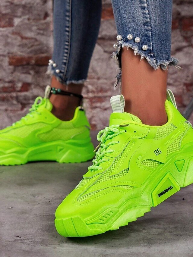 Trendy Chunky Pink Mesh Athletic Casual Sneakers - Image 9