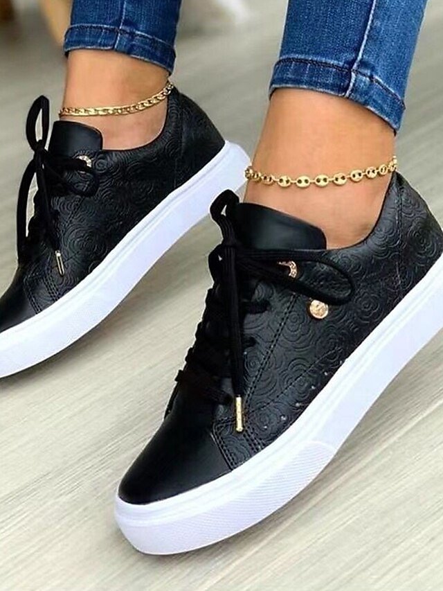 Trendy White Casual Cushioned Sole Lace-Up Sneakers - Image 2