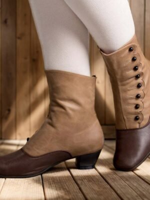 Victorian Ankle Buttoned Brown Leather Boots - Image 4