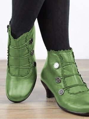 Victorian Lace-Trimmed Round Toe Ankle Boots - Image 11