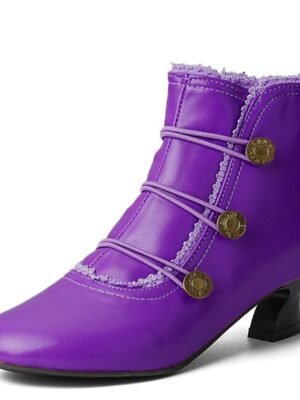 Victorian Lace-Trimmed Round Toe Ankle Boots - Image 18