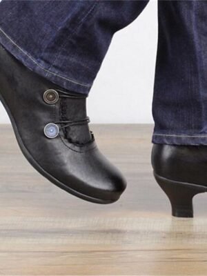 Victorian Lace-Trimmed Round Toe Ankle Boots - Image 3