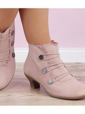 Victorian Lace-Trimmed Round Toe Ankle Boots - Image 6