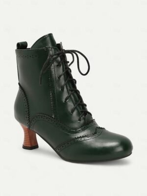 Victorian Lace-Up Round Toe Ankle Boots - Image 11