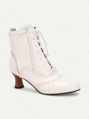 Victorian Lace-Up Round Toe Ankle Boots - Image 13