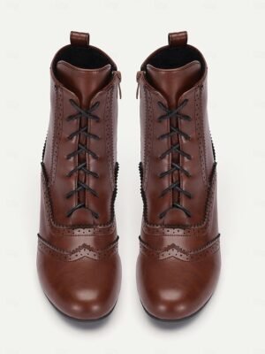 Victorian Lace-Up Round Toe Ankle Boots - Image 4