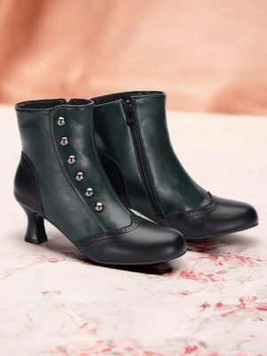Victorian-Style Buttoned Round Toe Ankle Boots - Image 3