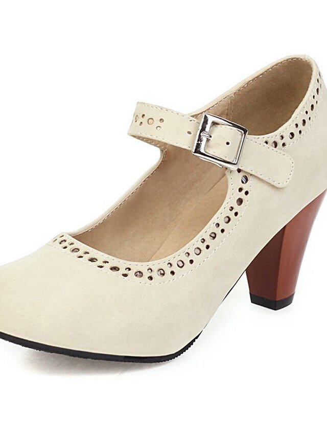 Vintage Block Heel Brown Buckle Strap Mary Jane Pumps - Image 10