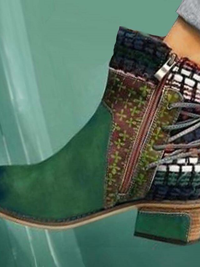 Vintage Boho Chic Colour Block Round Toe Ankle Boots - Image 2