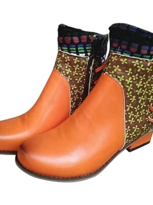 Vintage Boho Chic Colour Block Round Toe Ankle Boots - Image 22