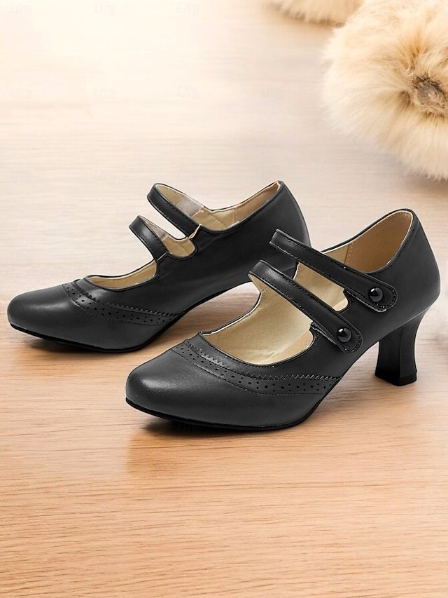 Vintage Brown Brogue Mary Jane Mid Heel Shoes - Image 9