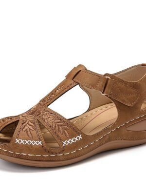 Vintage Comfort Hollow Velcro Summer Sandals - Image 11