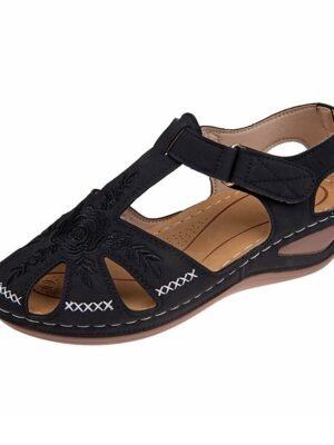 Vintage Comfort Hollow Velcro Summer Sandals - Image 12