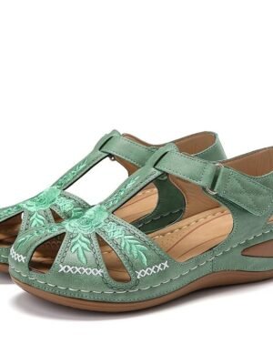 Vintage Comfort Hollow Velcro Summer Sandals - Image 13