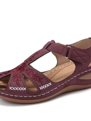 Vintage Comfort Hollow Velcro Summer Sandals - Image 14