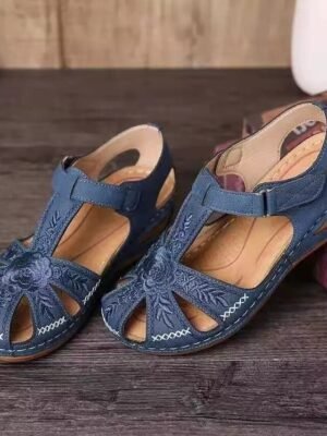 Vintage Comfort Hollow Velcro Summer Sandals - Image 7