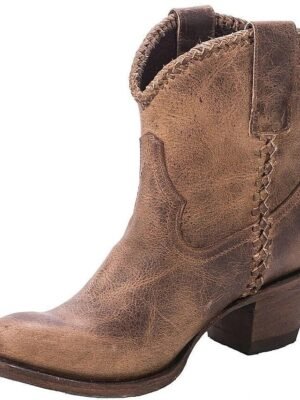 Vintage Distressed Faux Leather Ankle Western Boots - Image 3
