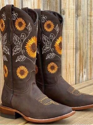 Vintage Embroidered Western Faux Leather Festival Cowboy Boots - Image 6