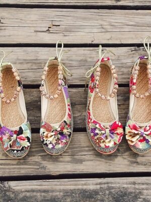 Vintage Floral Embroidered Slip-On Bowknot Ballet Flats - Image 10