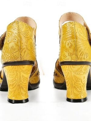 Vintage Handmade Floral Embossed Ankle Strap Heels - Image 15