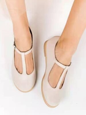 Vintage-Inspired Casual Round Toe T-Strap Flats - Image 4