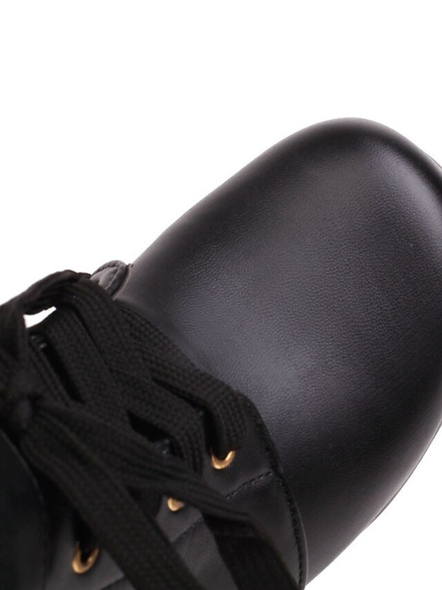 Vintage-Inspired Lace-Up Heart Pearl Chunky Heel Ankle Boots - Image 15