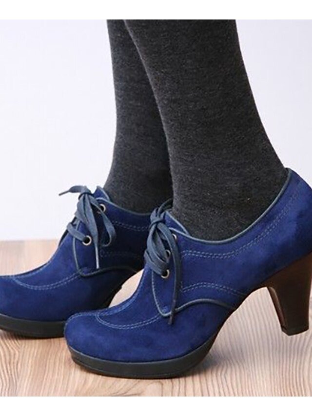 Vintage-Inspired Platform Suede Lace-Up Ankle Boots - Image 1