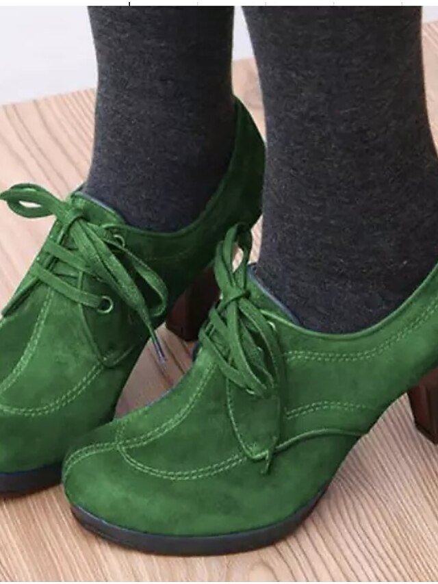 Vintage-Inspired Platform Suede Lace-Up Ankle Boots - Image 2