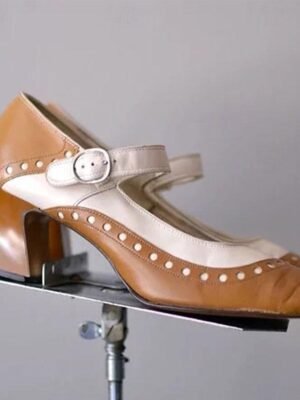 Vintage Light Brown and White Mary Jane Heels - Image 4