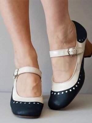 Vintage Light Brown and White Mary Jane Heels - Image 6