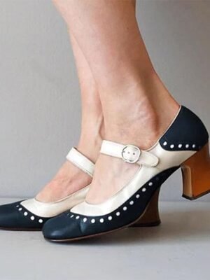 Vintage Light Brown and White Mary Jane Heels - Image 7