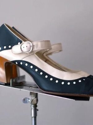 Vintage Light Brown and White Mary Jane Heels - Image 8