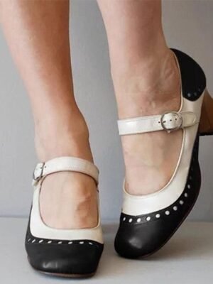 Vintage Light Brown and White Mary Jane Heels - Image 9