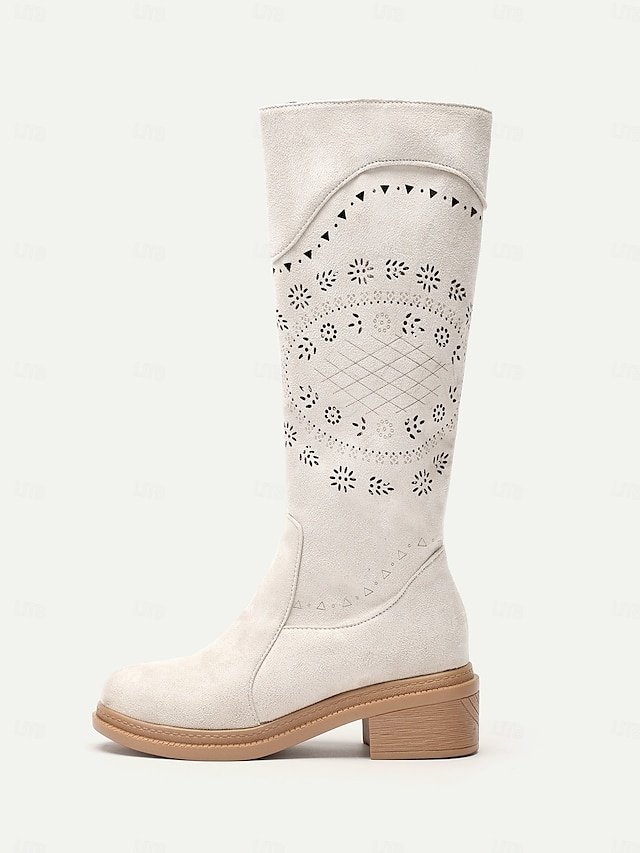 Vintage Mid-Calf Embroidered Laser-Cut Western Cowboy Boots - Image 10