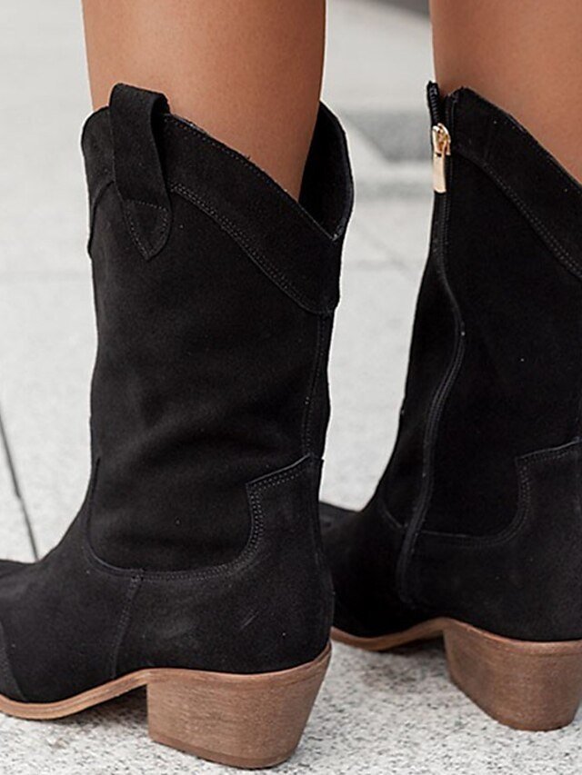 Vintage Mid-Calf Faux Suede Western Cowboy Boots - Image 12