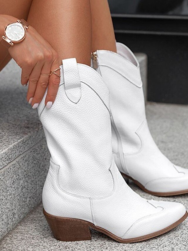 Vintage Mid-Calf Faux Suede Western Cowboy Boots - Image 14