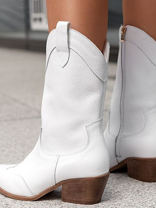 Vintage Mid-Calf Faux Suede Western Cowboy Boots - Image 16