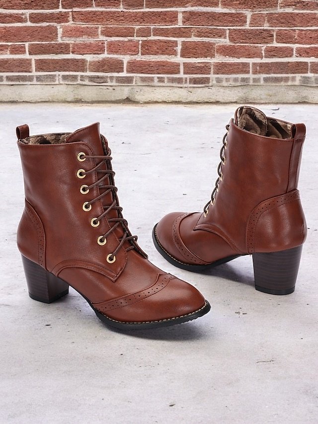Vintage Mid-Heel Lace-Up Victorian Boots - Image 1