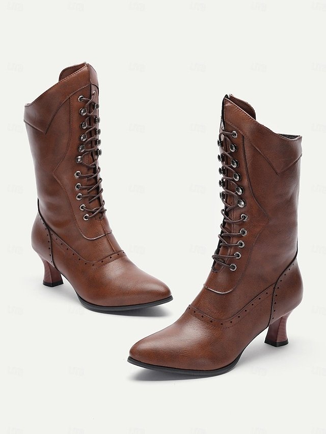 Vintage Mid Heel Lace-Up Victorian Boots - Image 2