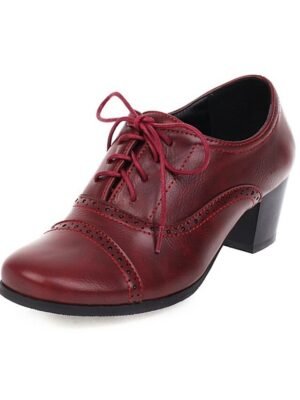 Vintage Oxford Lace-Up Brogue Heeled Shoes - Image 3