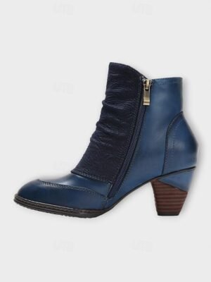 Vintage Red Floral Button Ankle Leather Boots - Image 18